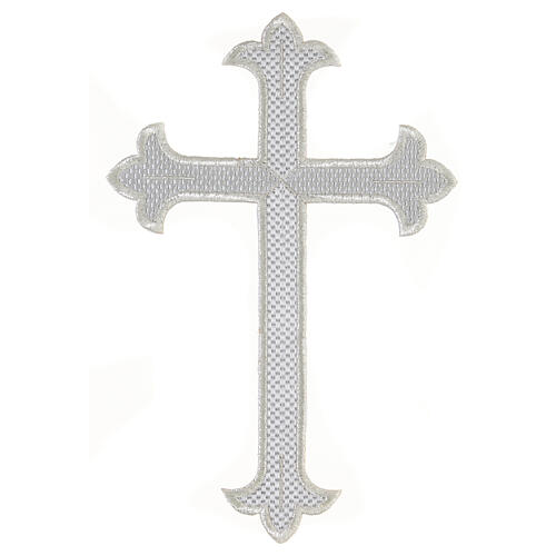 Croix thermoadhésive trilobée 24x15 cm argentée 1