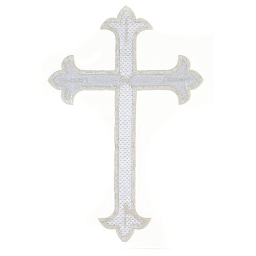 Croix thermoadhésive trilobée 24x15 cm argentée 3