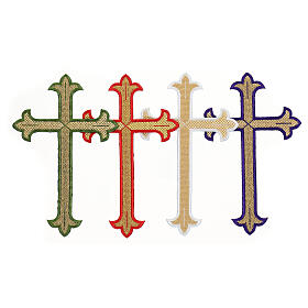 Bügelpatch, dreilappiges Kreuz, Stickerei, 4 liturgische Farben, 24x15cm