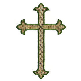 Budded cross in liturgical colours, iron-on fabric application, 9x6 in