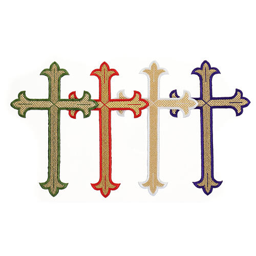 Budded cross in liturgical colours, iron-on fabric application, 9x6 in 1