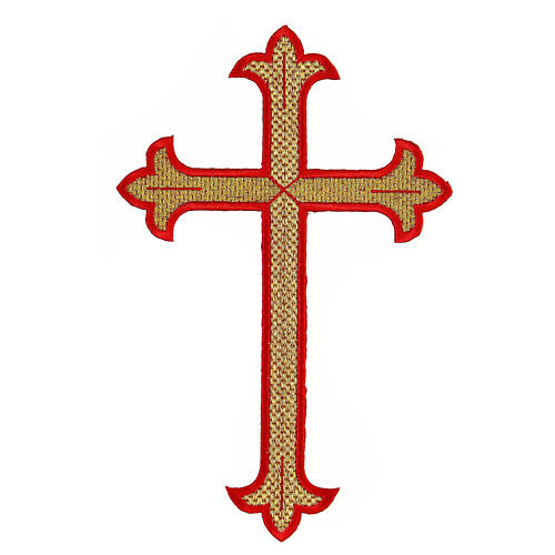 Budded cross in liturgical colours, iron-on fabric application, 9x6 in 3