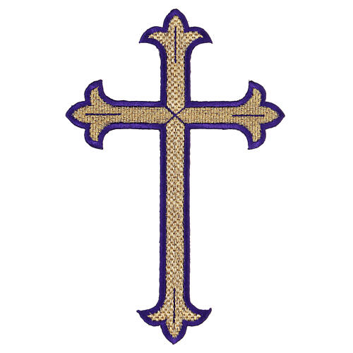 Budded cross in liturgical colours, iron-on fabric application, 9x6 in 5