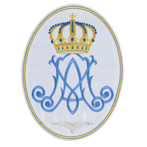 Marian symbol oval iron-on applique 21x16 cm 1