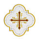 Bügelpatch, Kreuz-Emblem, Stickerei auf Moiré-Stoff, 4 liturgische Farben, 18x18cm s5