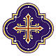 Bügelpatch, Kreuz-Emblem, Stickerei auf Moiré-Stoff, 4 liturgische Farben, 18x18cm s6