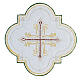 Bügelpatch, Kreuz-Emblem, Stickerei auf Moiré-Stoff, 4 liturgische Farben, 18x18cm s7