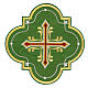 Emblema termoadesivo 18 cm cruz 4 cores litúrgicas tecido moiré s3
