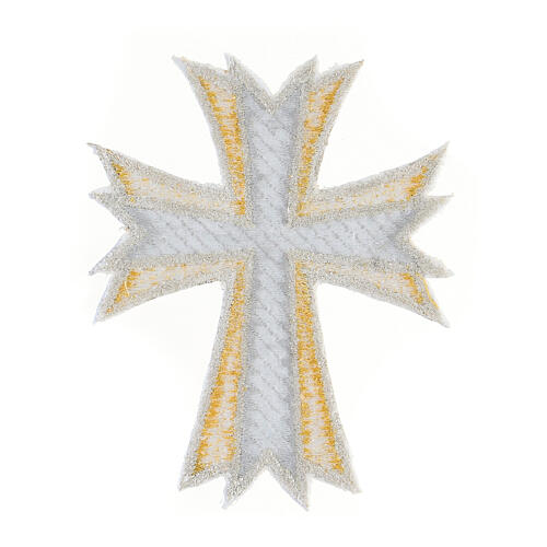 Bügelpatch, Kreuz, Stickerei, zweifarbig Gold/Silber, 10x8cm 3