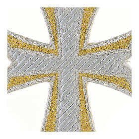 Thermoadhesive bicoloured cross, gold and silver, 4x3 in