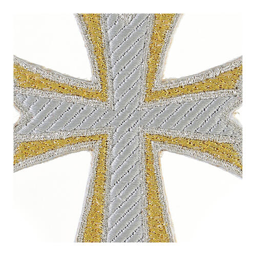 Cruz termoadhesiva bicolor oro plata 10x8 cm 2