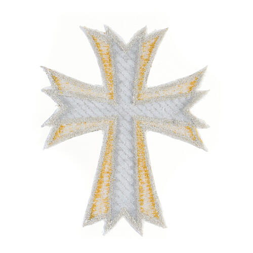 Cruz termoadhesiva bicolor oro plata 10x8 cm 3