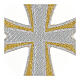 Cruz termoadhesiva bicolor oro plata 10x8 cm s2
