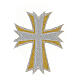 Two-tone gold-silver cross iron-on patch 10x8 cm s1