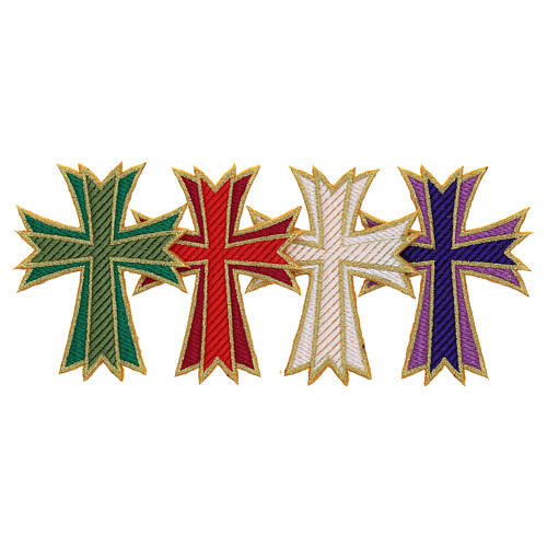 Bügelpatch, Kreuz, Stickerei, 4 liturgische Farben, 10x8cm 1