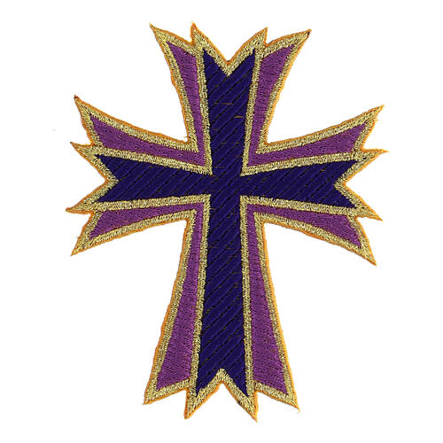 Croix brodée couleurs liturgiques pièce thermocollante 10x8 cm 5