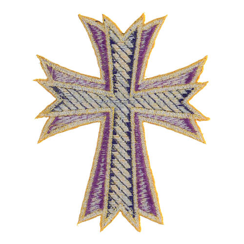 Croix brodée couleurs liturgiques pièce thermocollante 10x8 cm 6