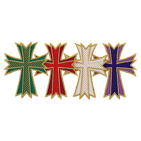 Krzyż haftowany kolory liturgiczne, termoprzylepny, 10x8 cm
