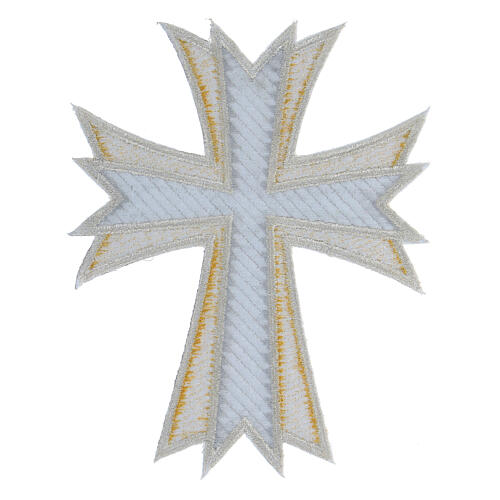 Bügelpatch, Kreuz, Stickerei, zweifarbig Gold/Silber, 20x16cm 3