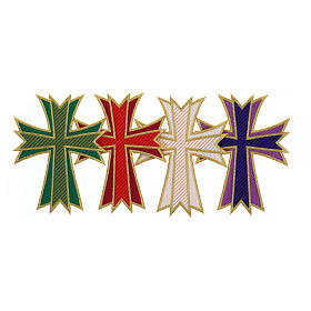 Aplikacja krzyż złoty i 4 kolory, 20x16 cm, termoprzylepny