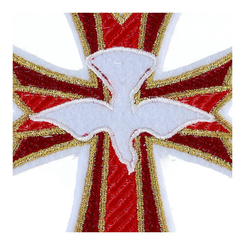 Cross with Holy Spirit dove, non-adhesive fabric application, 4x3 in 2