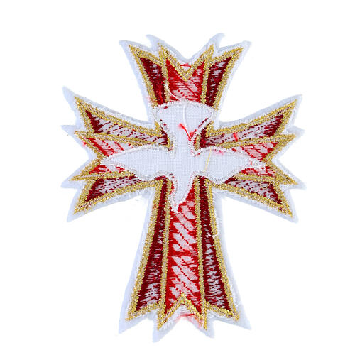 Cross with Holy Spirit dove, non-adhesive fabric application, 4x3 in 3