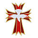 Red cross with Holy Spirit dove, non-adhesive fabric application, 8x6 in s1