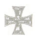 Aplikacja do paramentów krzyż grecki srebrny, 5 cm, termoprzylepny, haftowany s1