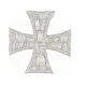 Aplikacja do paramentów krzyż grecki srebrny, 5 cm, termoprzylepny, haftowany s2