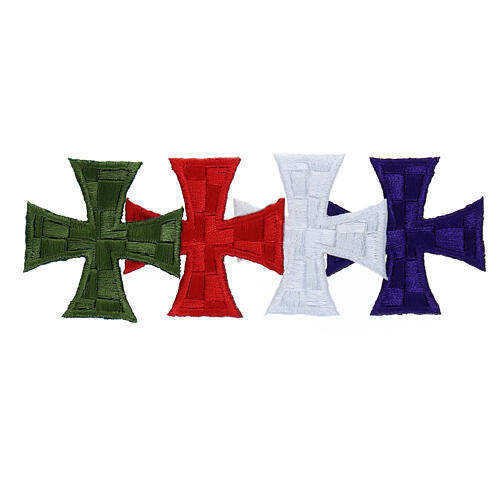 Bügelpatch, griechisches Kreuz, Stickerei, 4 liturgische Farben, 5x5cm 1
