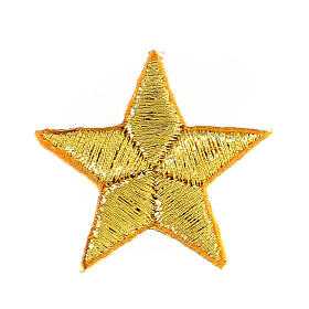 Bügelpatch, 5-zackiger Stern, Stickerei, goldfarben, 3cm