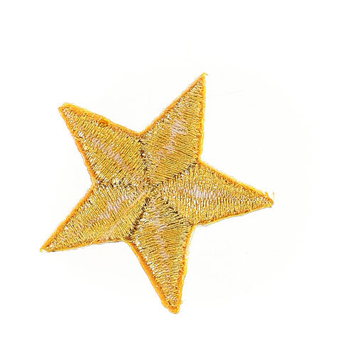 Bügelpatch, 5-zackiger Stern, Stickerei, goldfarben, 3cm 2