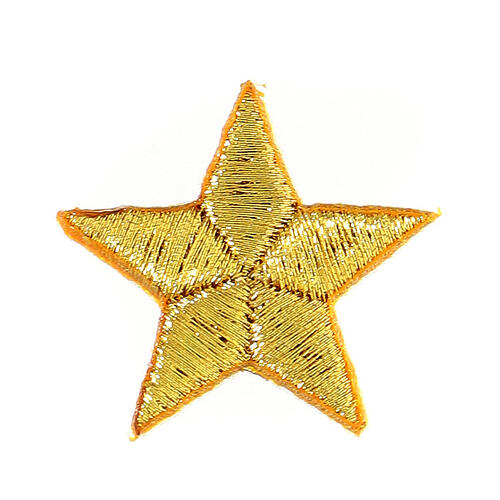 Five-pointed stars, golden thermoadhesive patches, 1 in 1