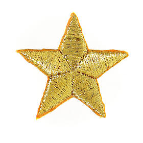 Bügelpatch, 5-zackiger Stern, Stickerei, goldfarben, 4cm