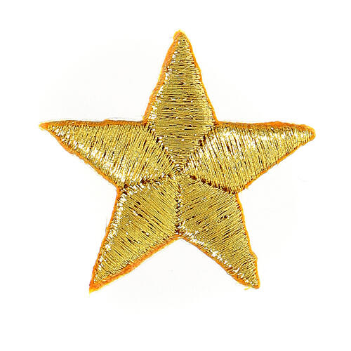 Bügelpatch, 5-zackiger Stern, Stickerei, goldfarben, 4cm 1