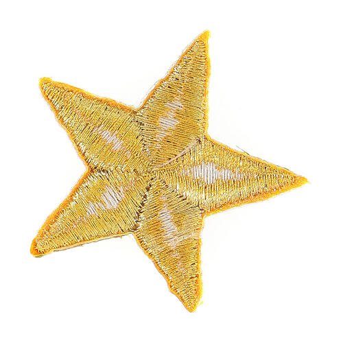 Bügelpatch, 5-zackiger Stern, Stickerei, goldfarben, 4cm 2