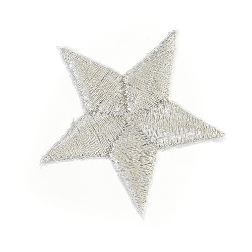 Silver stars, thermoadhesive patches for liturgical vestments, 1.5 in 2