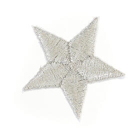 Gwiazdy srebrne termoprzylepne, 4 cm, pięć ramion