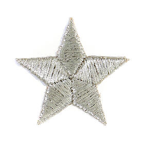 Silver five-pointed star patch 4 cm