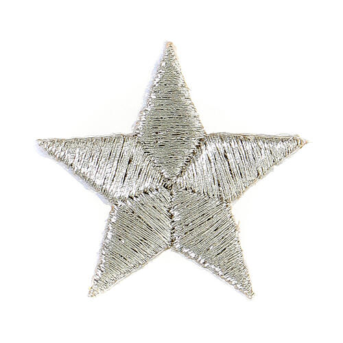 Silver five-pointed star patch 4 cm 1