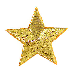 Bügelpatch, 5-zackiger Stern, Stickerei, goldfarben, 5cm