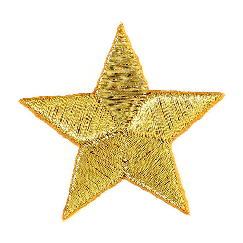 Bügelpatch, 5-zackiger Stern, Stickerei, goldfarben, 5cm 1