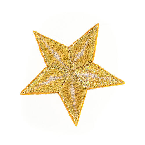 Bügelpatch, 5-zackiger Stern, Stickerei, goldfarben, 5cm 2