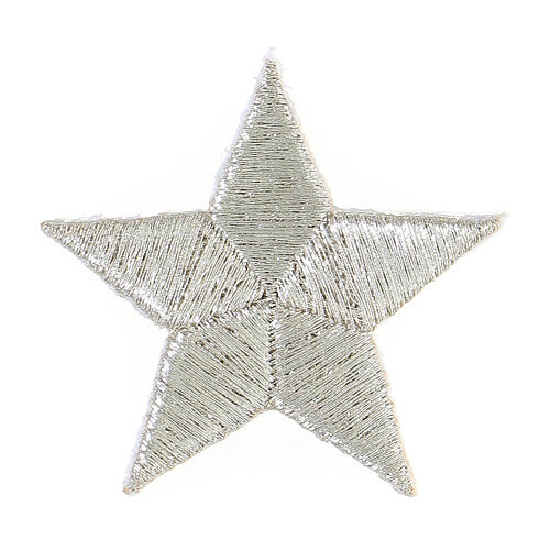 Iron-on patch for liturgical vestments, silver star, 2 in 1