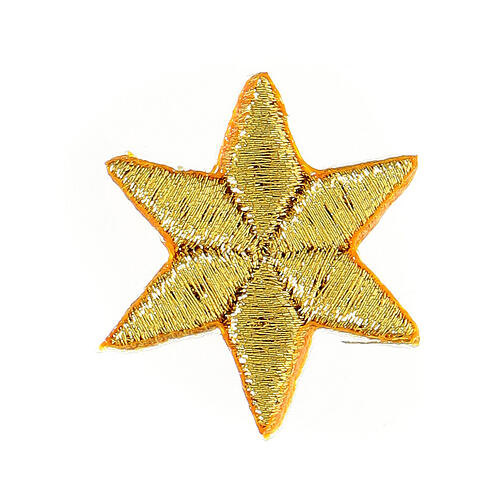 Bügelpatch, 6-zackiger Stern, Stickerei, goldfarben, 3cm 1