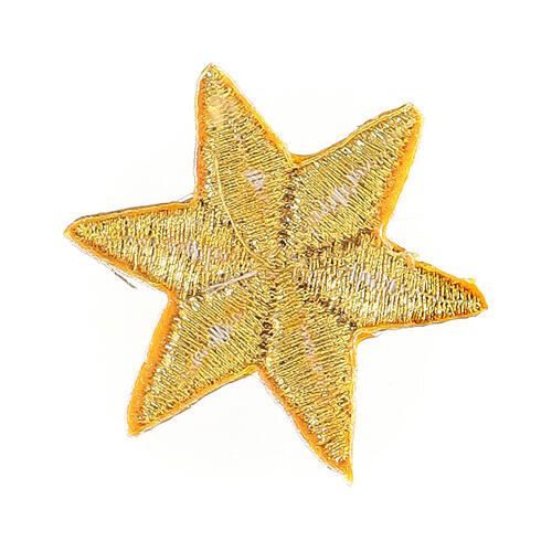 Bügelpatch, 6-zackiger Stern, Stickerei, goldfarben, 3cm 2