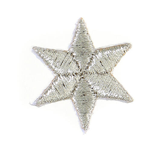 Six-pointed silver star, thermoadhesive application, 1 in 1