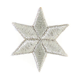 Six-pointed silver star, thermoadhesive patch, 1.5 in