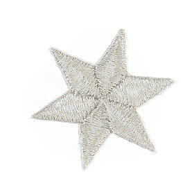Six-pointed silver star, thermoadhesive patch, 1.5 in