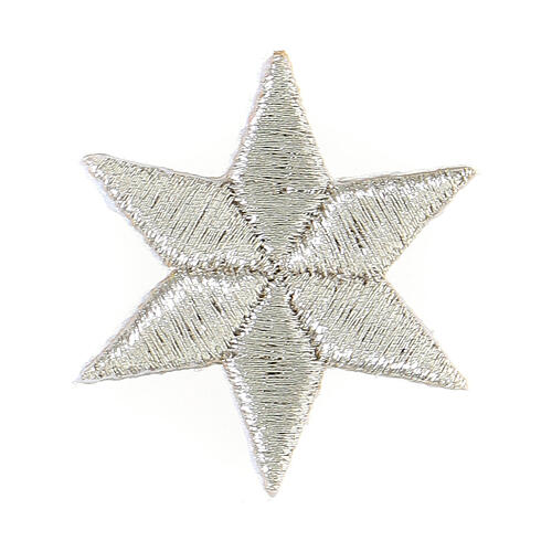 Six-pointed silver star, thermoadhesive patch, 1.5 in 1